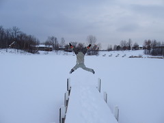 Jumping into the lake