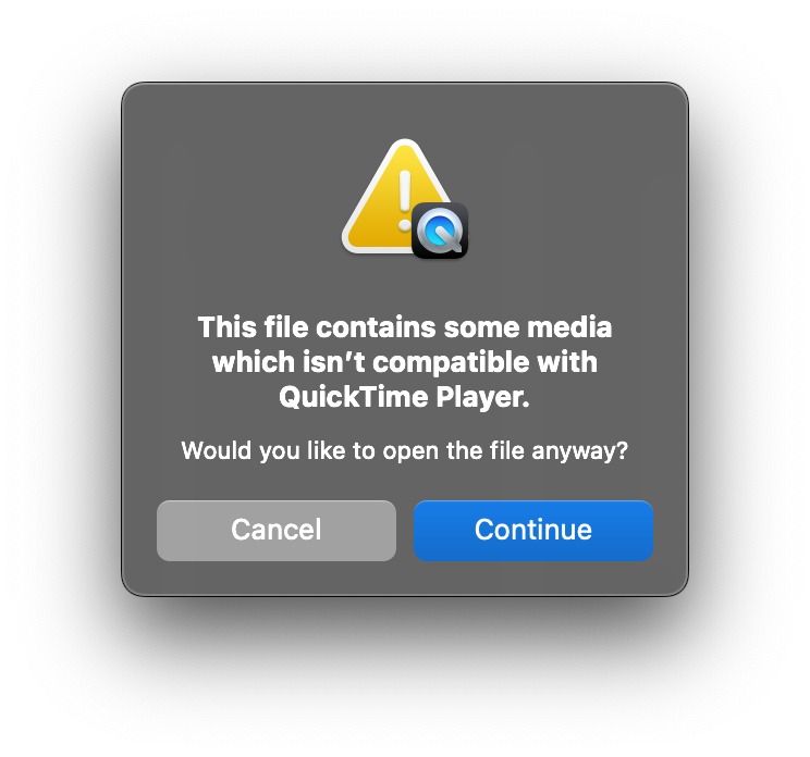 Screenshot of error playing video