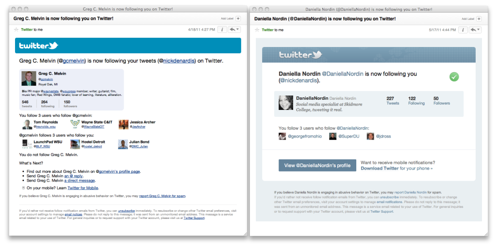  Screenshots New Twitter follower email format Nick DeNardis